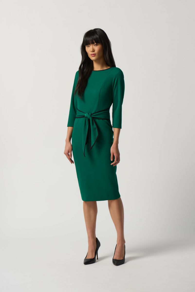 Joseph Ribkoff True Emerald/Black Scuba Crepe Sheath Dress Style 221210 ...